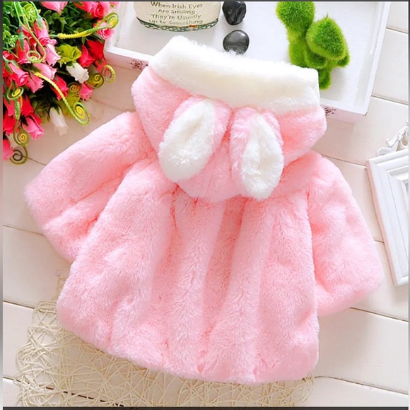 NWT PatPat 12-18 months Pink & White Bunny rabbit Coat Jacket - Picture 2 of 6